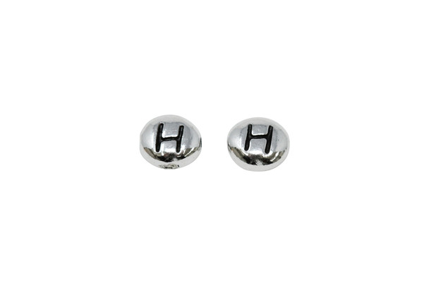 White Bronze Plated 6.75x6mm H Alphabet Bead