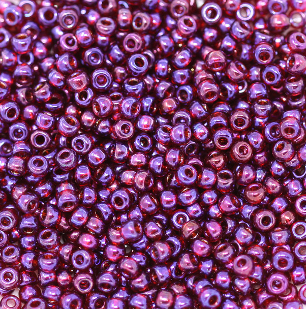 Size 8 Miyuki Seed Beads -- 299J Transparent Burgundy AB