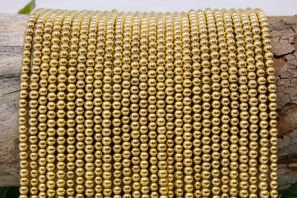 Gold Plated Hematite Polished 3mm Round