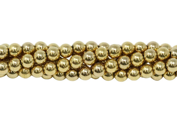 Gold Plated Hematite Polished 4mm Round