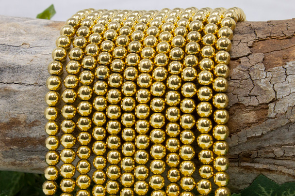 Gold Plated Hematite Polished 6mm Round