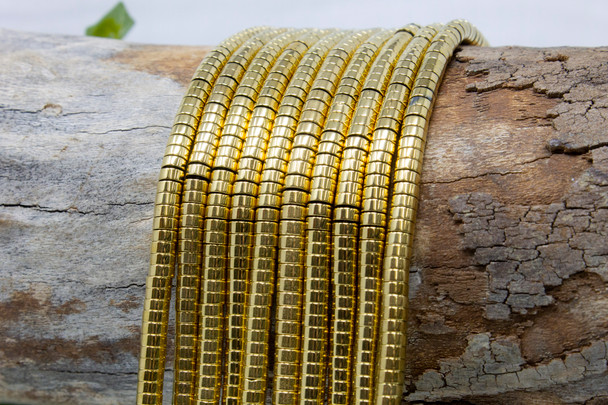 Gold Plated Hematite Polished 2x4mm Heishi