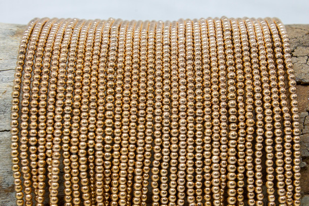 Rose Gold Plated Hematite Polished 2mm Round