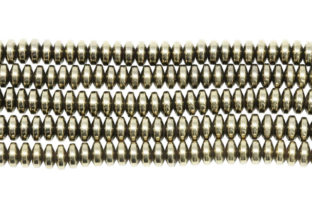 Pyrite Color Plated Hematite Polished 3x6mm Rondelle