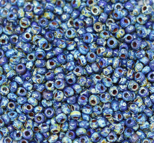 Size 8 Miyuki Seed Beads -- 4518 Picasso Cobalt