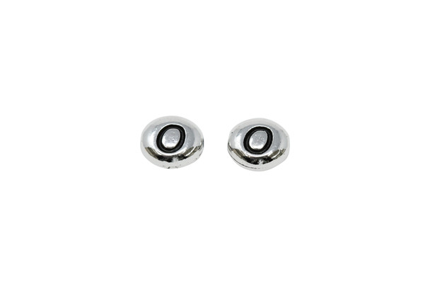 White Bronze Plated 6.75x6mm O Alphabet Bead