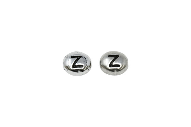 White Bronze Plated 6.75x6mm Z Alphabet Bead