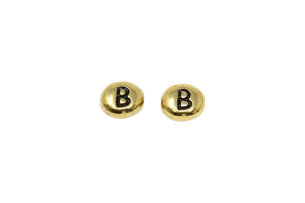 Gold Plated 6.75x6mm B Alphabet Bead