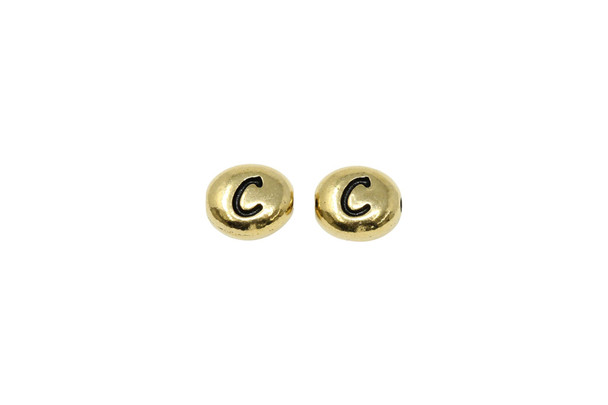 Gold Plated 6.75x6mm C Alphabet Bead