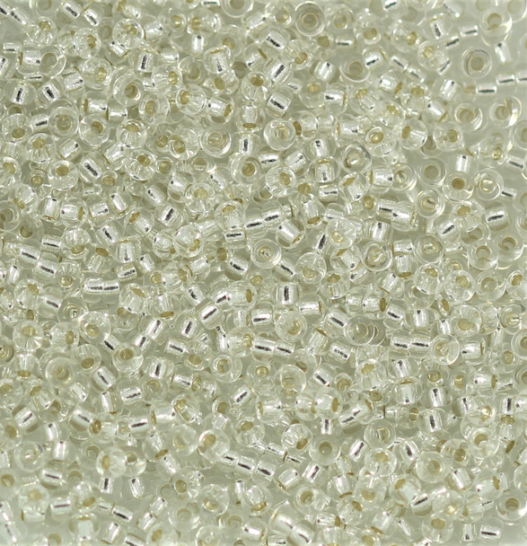 Size 11 Miyuki Seed Beads -- 1 Crystal / Silver Lined