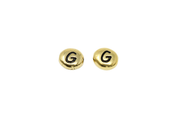 Gold Plated 6.75x6mm G Alphabet Bead