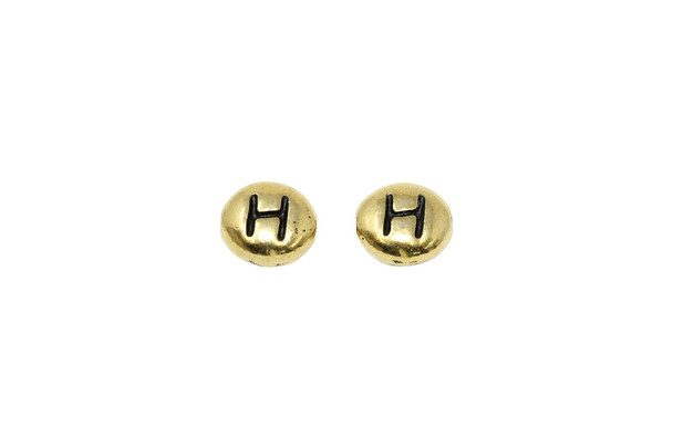Gold Plated 6.75x6mm H Alphabet Bead