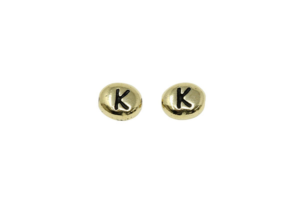 Gold Plated 6.75x6mm K Alphabet Bead
