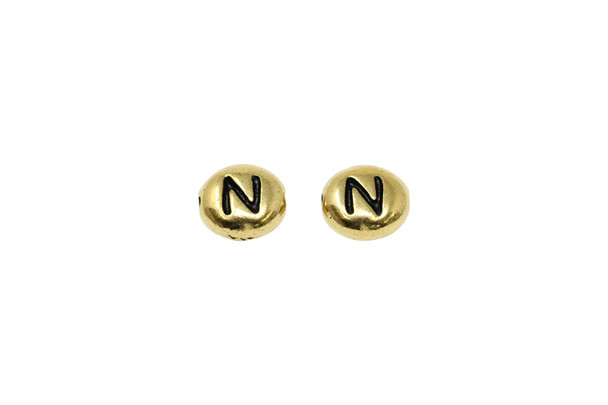 N Alphabet Bead - Gold Plated