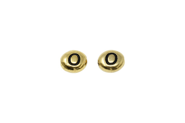 Gold Plated 6.75x6mm O Alphabet Bead
