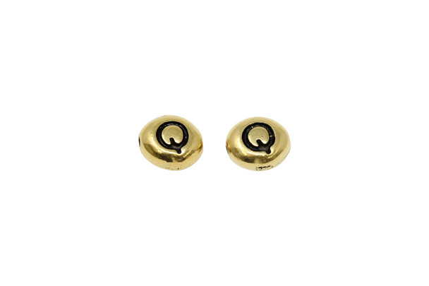 Gold Plated 6.75x6mm Q Alphabet Bead