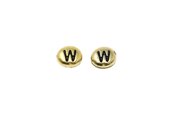 Gold Plated 6.75x6mm W Alphabet Bead