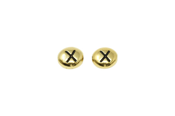 Gold Plated 6.75x6mm X Alphabet Bead