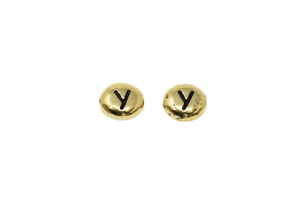 Gold Plated 6.75x6mm Y Alphabet Bead