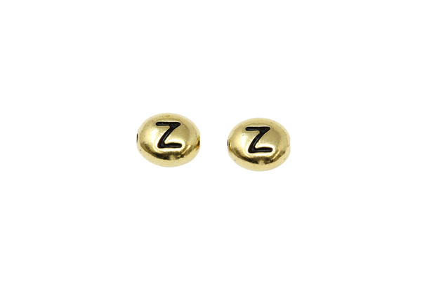 Gold Plated 6.75x6mm Z Alphabet Bead
