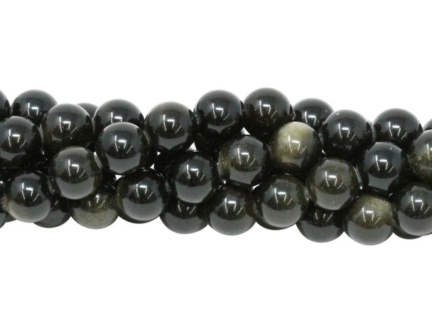 Golden Rainbow Obsidian Polished 10mm Round