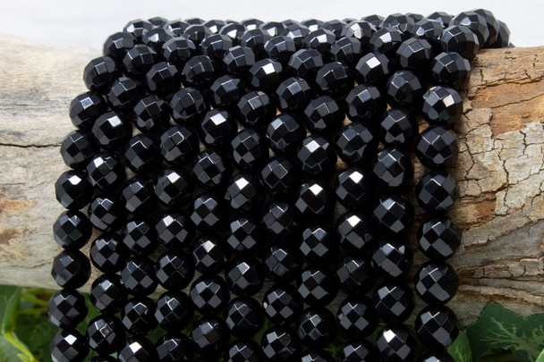 Black Onyx A Grade Polished 10mm Faceted Round - 64 Cut