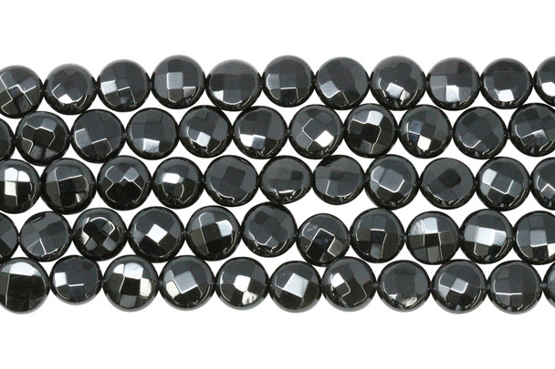 Black Onyx Polished 10mm Faceted Coin
