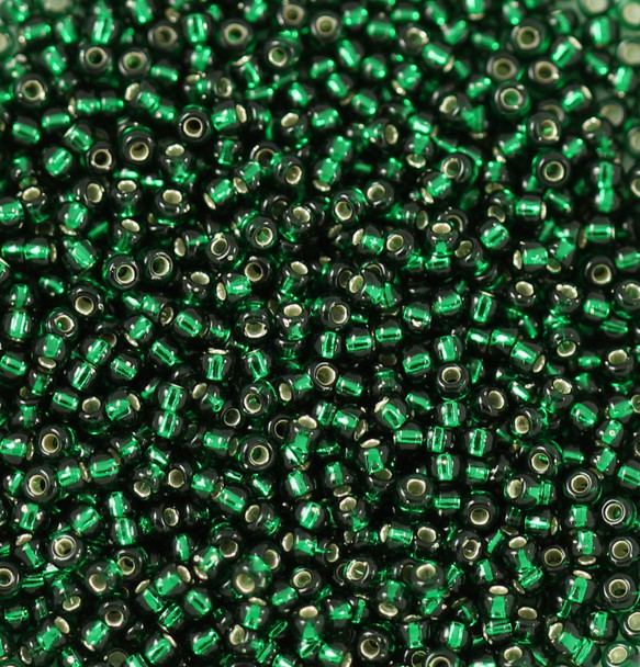 Size 11 Miyuki Seed Beads -- 27 Dark Emerald / Silver Lined