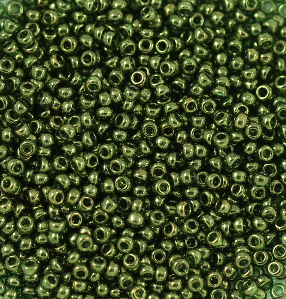 Size 11 Miyuki Seed Beads -- 306 Olive Green / Gold Luster