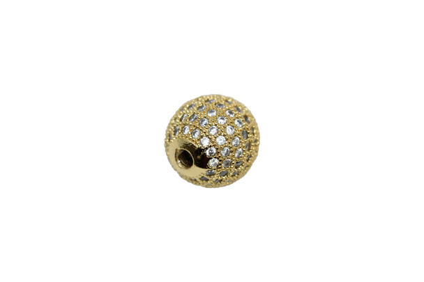 Gold 12mm Micro Pave Round Bead