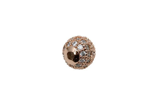 Rose Gold Plated Micro Pave 8mm Round Bead