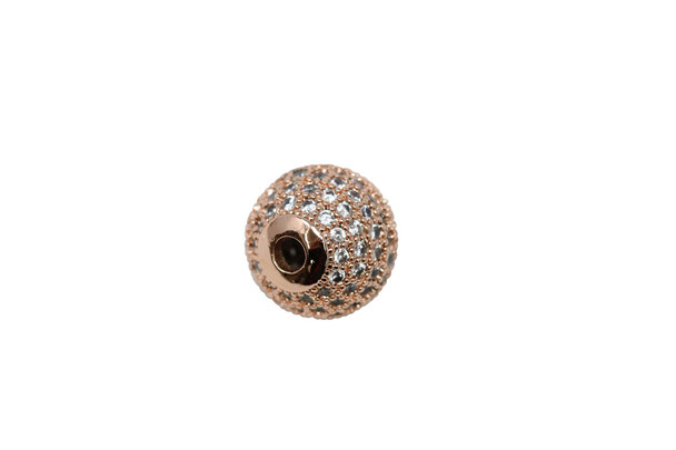 Rose Gold Plated Micro Pave 12mm Round Bead