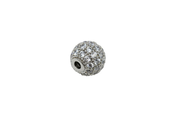 Silver 8mm Micro Pave Round Bead