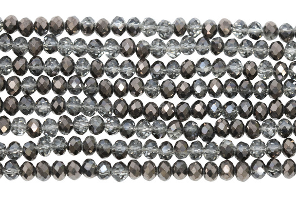 Glass Crystal Polished 4x5.5mm Faceted Rondel - Half Plated Dark Bronze