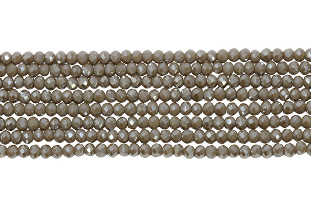 Glass Crystal Polished 2x3mm Faceted Rondelle - Coffee Satin
