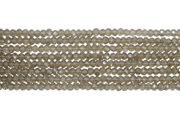 Glass Crystal Polished 2.5x3mm Faceted Rondelle - Transparent Champagne