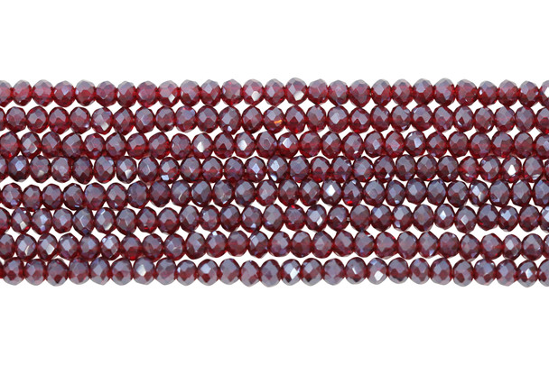 Glass Crystal Polished 2.5x3mm Faceted Rondelle - Dark Berry Satin