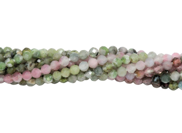 Green / Pink Tourmaline Polished 2mm Faceted Round