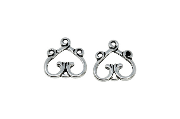 Silver Plated 13.1x13.2mm 3 to 1 Heart