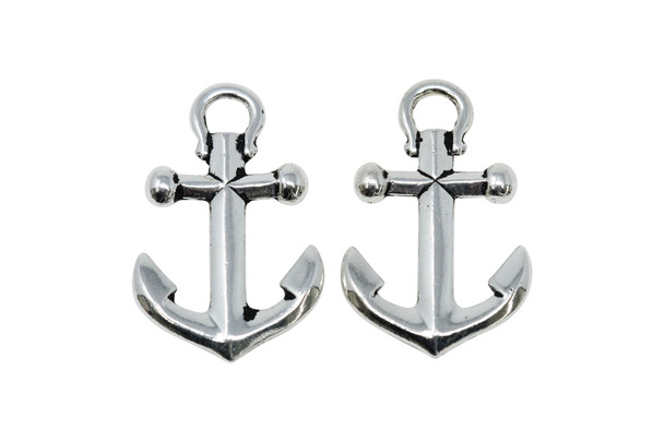 Silver Plated 17.5x27.25mm Large Anchor Charm