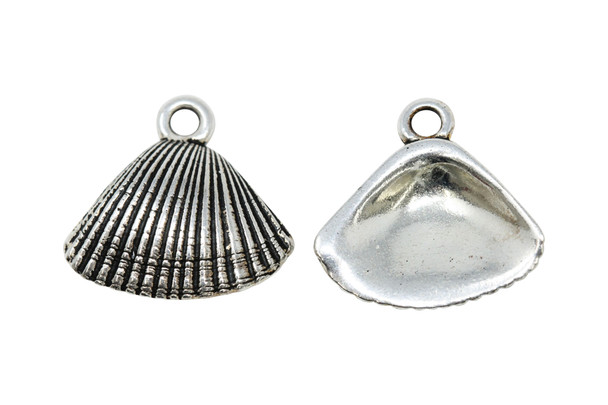 Silver Plated 18x18.5mm Shell Charm