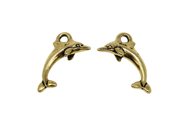 Gold Plated 17.5x18.5mm Dolphin Charm
