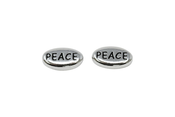 White Bronze Plated 10.75x6mm Peace Bead