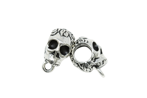 Silver Plated 8.75x16.75mm Skull Bail