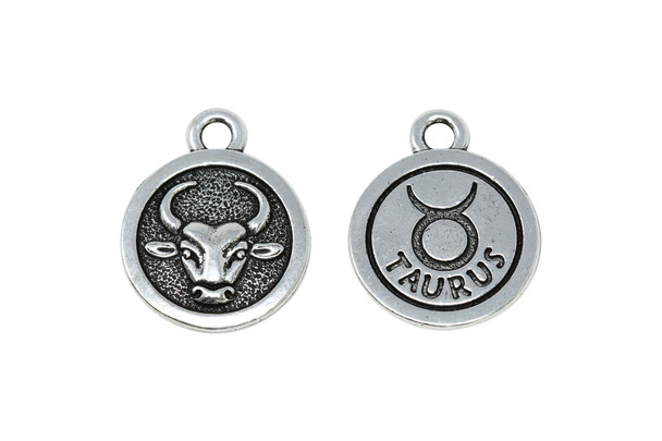 Silver Plated 15.75x18.75mm Taurus Charm