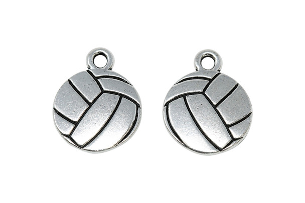 Silver Plated 15.5x19.1mm Volleyball Charm