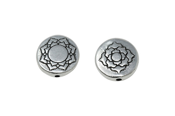 Lotus Puffed Bead - Silver Plated