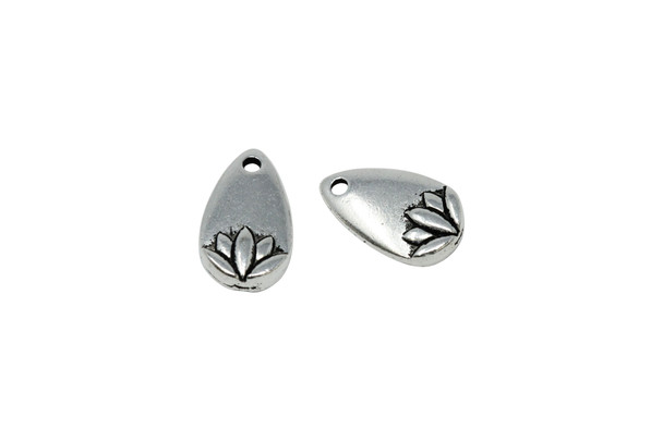 Silver Plated 7.7x12.8mm Lotus Petal Charm