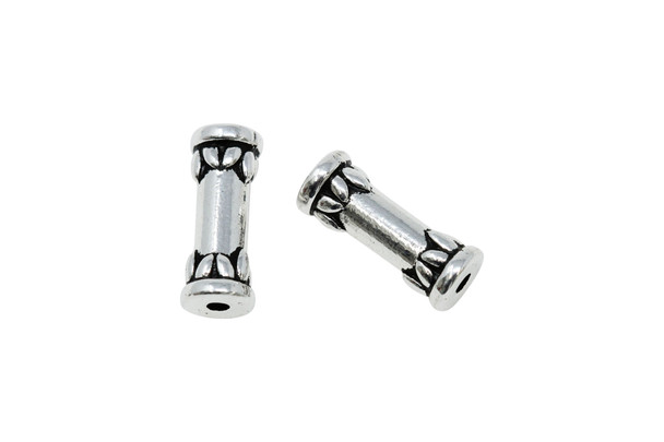 Silver Plated 6x15.4mm Tube Lotus Bead