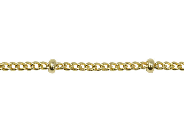 Gold Plated 2mm Satellite Curb Chain - Sold By 6 inches